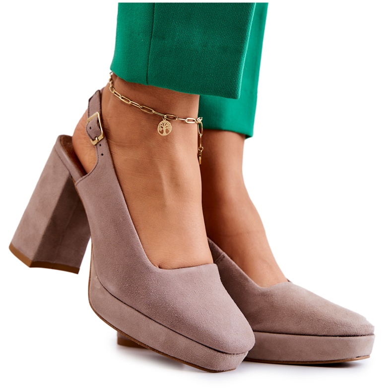 Zapatos De Tacón De Gamuza Maciejka 05441-10 Beige