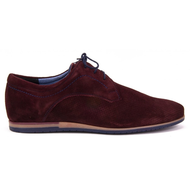Zapatos Filippo 731 Bordo terciopelo con perforación rojo