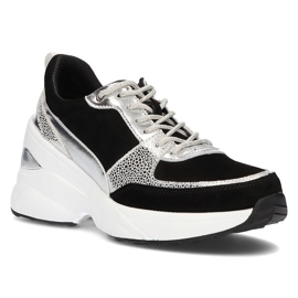 Zapatillas de cuero Filippo DP2056 / 21 Bk Si negro plata