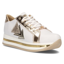 Deportivas de piel Filippo 096 blanco y dorado