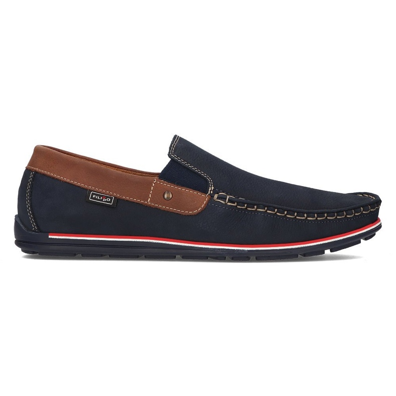 Mocasines de piel Filippo G-1522K azul marino