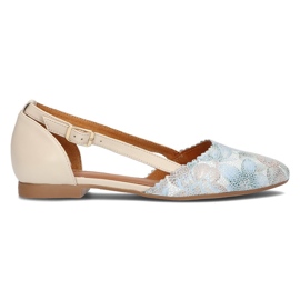 Zapatos de piel Filippo 4972A beige y turquesa