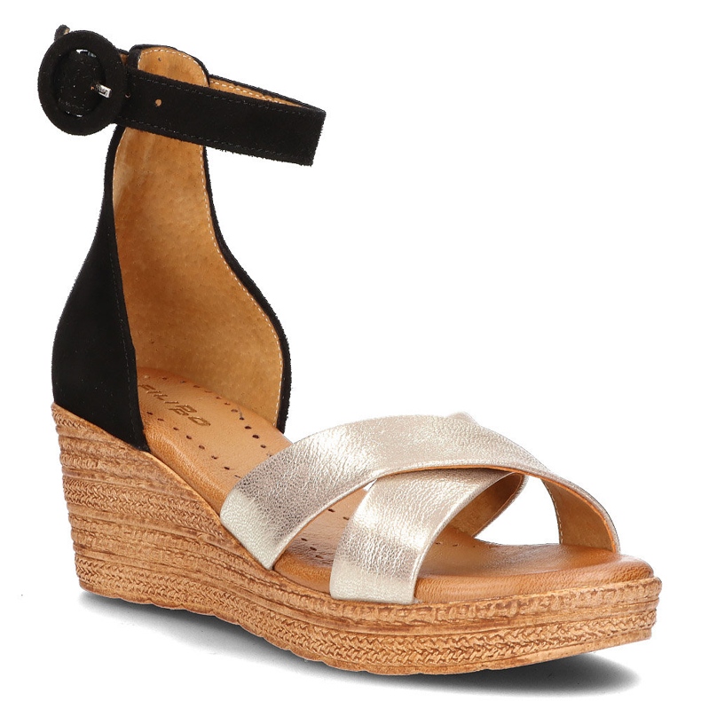 Sandalias de piel Filippo 04565-25/00-5 oro y negro dorado
