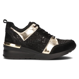 Zapatillas de cuero Filippo DP3170 / 21 Bk oro negro dorado