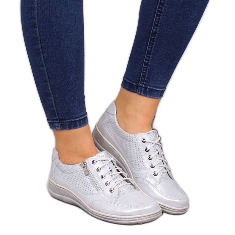 Zapatos de piel con cremallera, plata Helios W H357C Zapatos de piel con cremallera, plata Helios W H357C