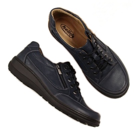 Zapatos de piel con cremallera Helios W H357D azul marino Zapatos de piel con cremallera Helios W H357D azul marino