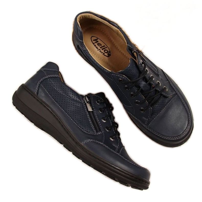 Zapatos de piel con cremallera Helios W H357D azul marino