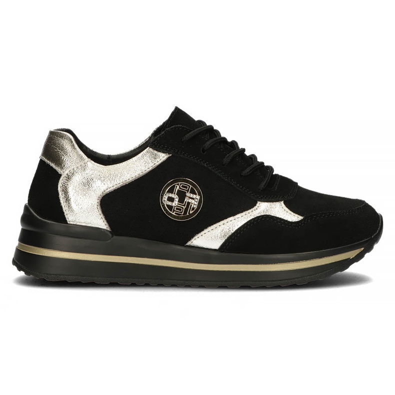 Zapatillas de cuero Filippo DP3544 / 22 Bk negro dorado