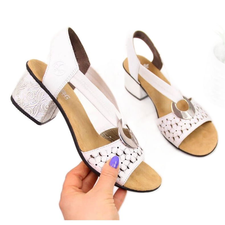 Sandalias de piel con goma Rieker W RKR433 blanco