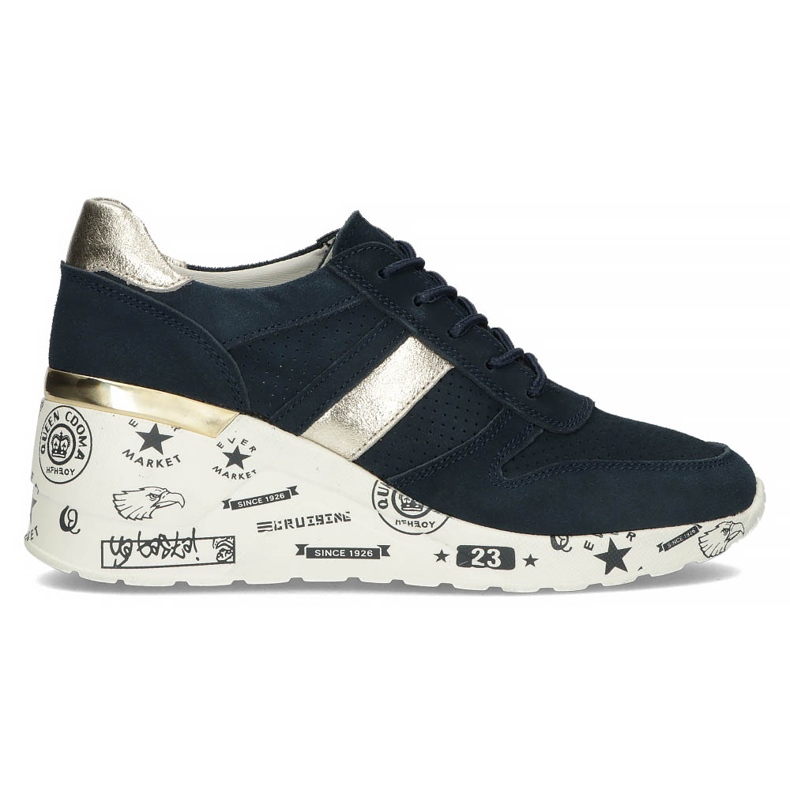 Zapatillas de cuero Filippo DP3550 / 22 Nv azul marino dorado