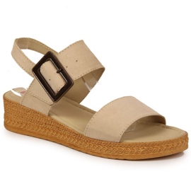 Sandalias cuña Big Star W JJ276032 beige