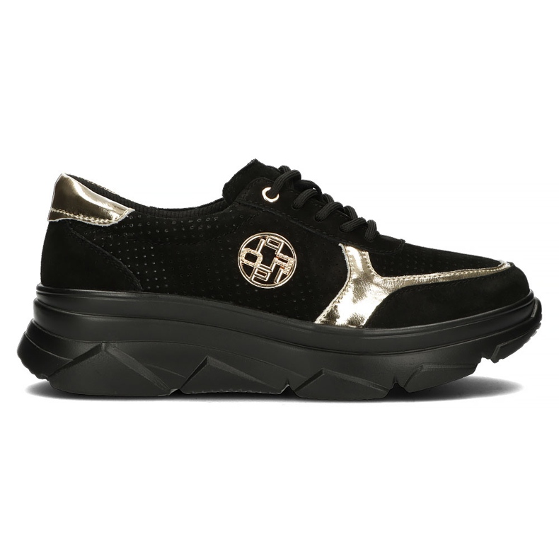 Zapatillas de cuero Filippo DP2138 / 22 Bk Go negro dorado