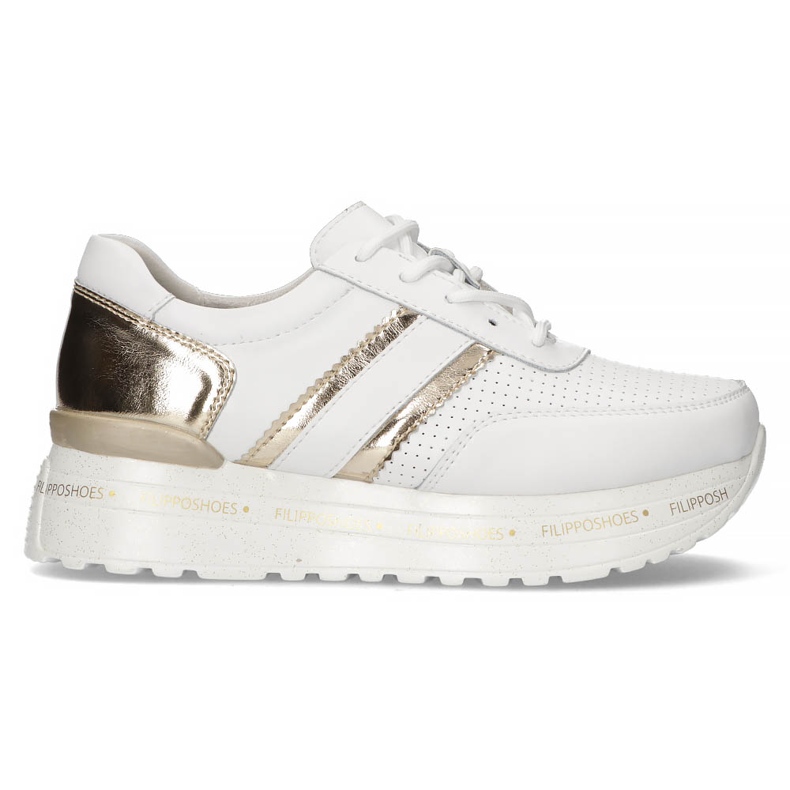 Zapatillas de cuero Filippo DP3689 / 22 Wh blanco dorado