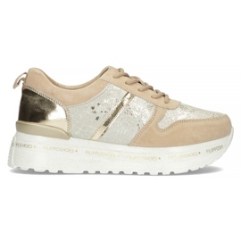 Zapatillas de cuero Filippo DP3691 / 22 Be Go beige dorado