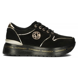 Zapatillas de cuero Filippo DP3558 / 22 Bk negro dorado