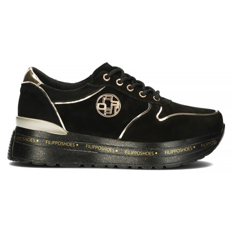 Zapatillas de cuero Filippo DP3558 / 22 Bk negro dorado