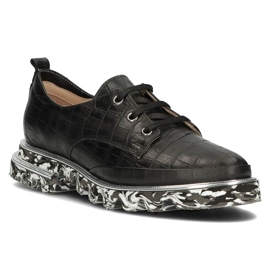 Zapatos de cuero Filippo DP3918/2022 Bk negro