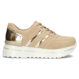 Zapatillas de cuero Filippo DP3689 / 22 Be beige dorado