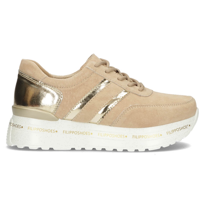 Zapatillas de cuero Filippo DP3689 / 22 Be beige dorado