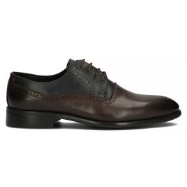 Zapatos de piel Filippo 3615 marrón Coffe Antiq azul marino