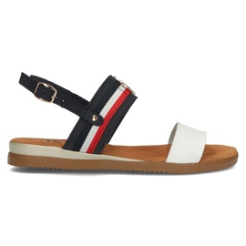 Sandalias de piel Filippo DS3603/22 Wh Nv blanco y azul marino