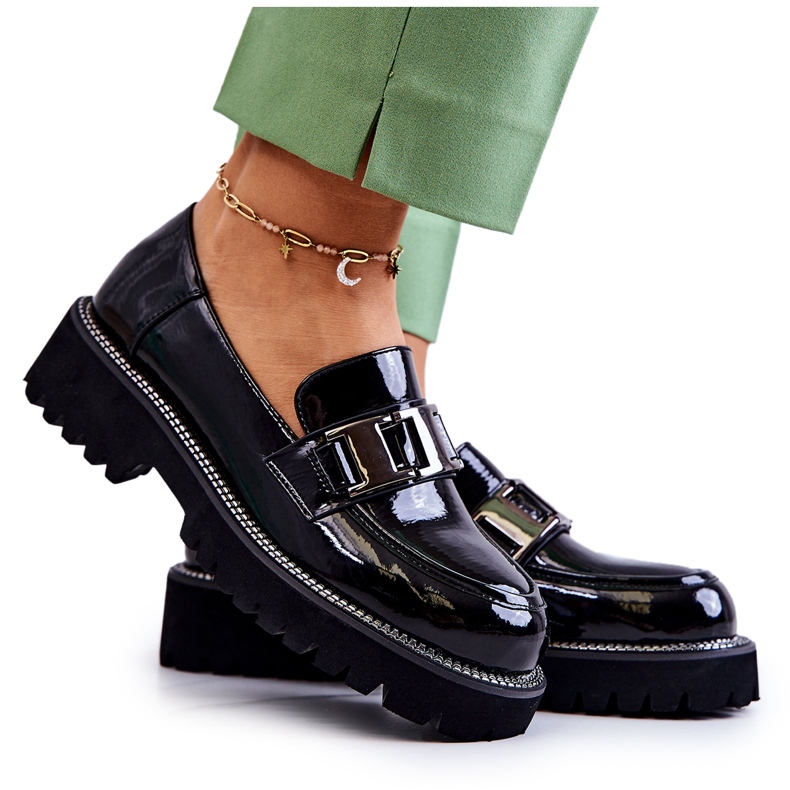 S.Barski Zapatos de Piel Lacados en Negro Corine