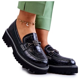S.Barski Zapatos De Serpiente De Piel Con Adorno Adison Negro