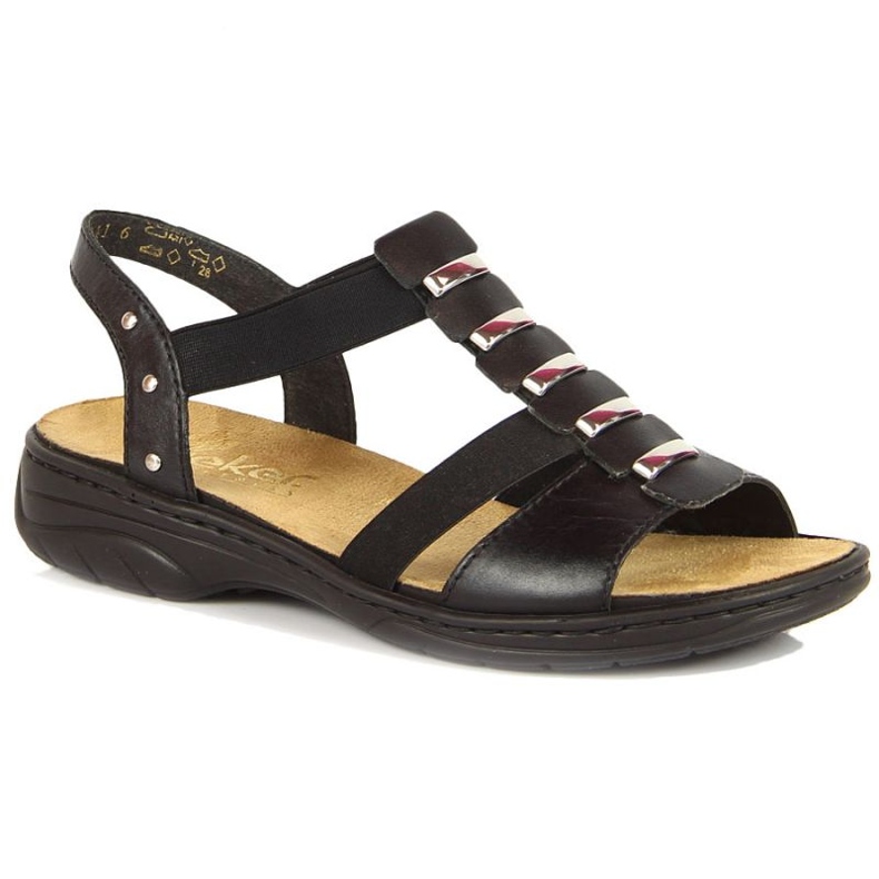 Sandalias romanas de piel negra Rieker W 64580 negro