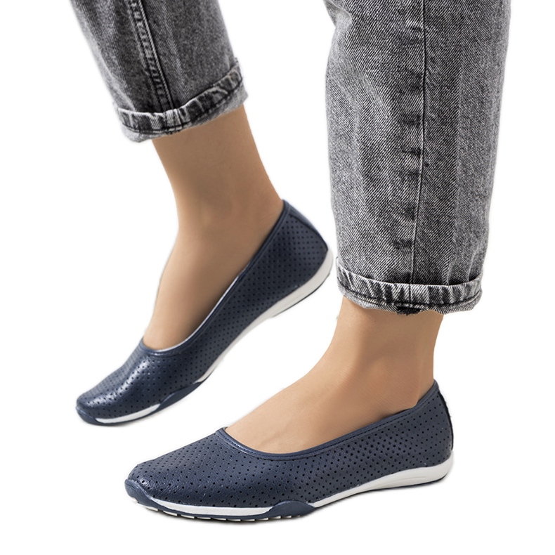 Bailarinas Simge de piel azul marino Bailarinas Simge de piel azul marino