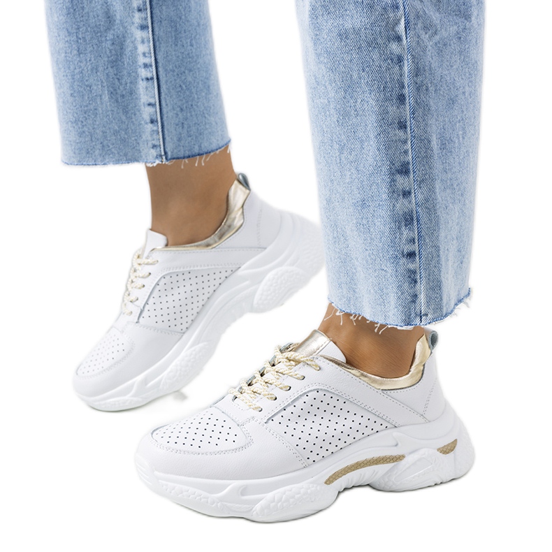 Deportivas Eloise de piel blanca y dorada blanco dorado