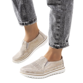 Zapatos de piel beige Wiggen dorado