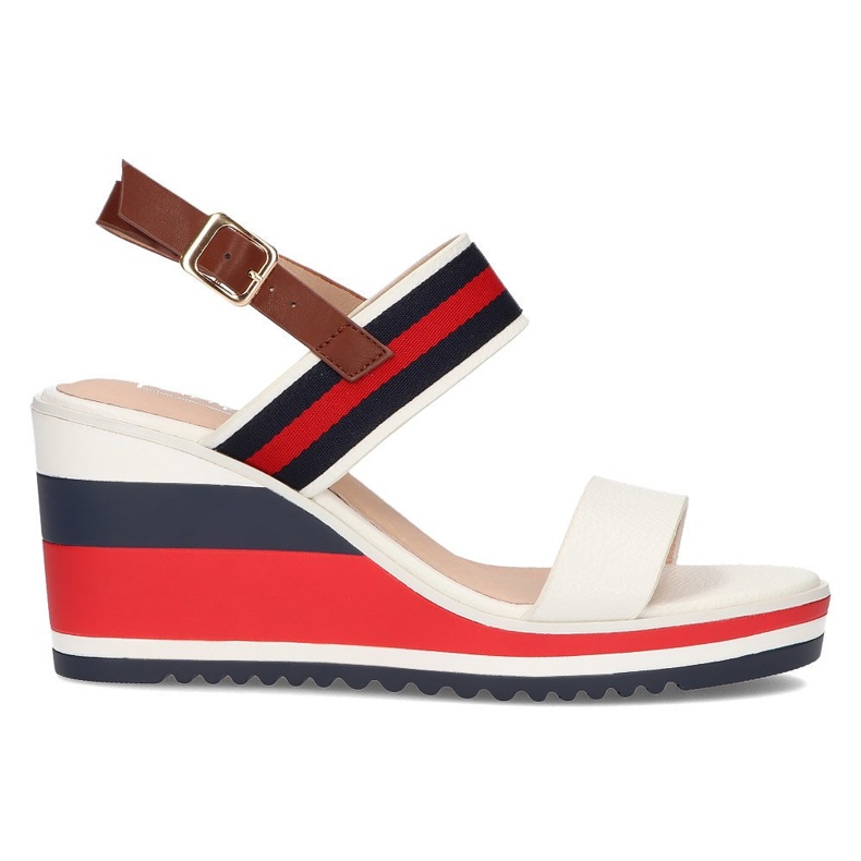 Sandalias con cuña Filippo DS2094/22 Wh Nv blanco rojo azul marino