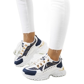 Zapatillas deportivas de mujer blancas y azul marino de Remmers blanco