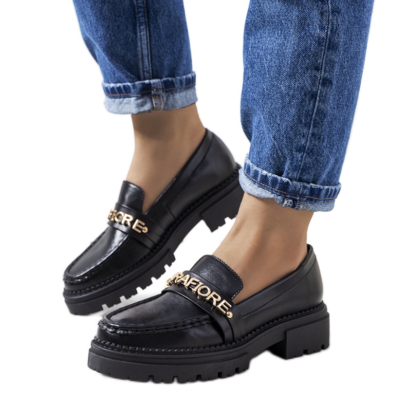 Mocasines negros con suela Louelle alta