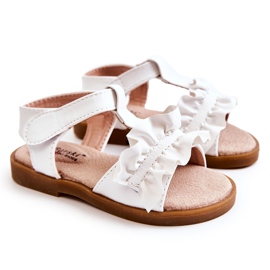S.Barski Sandalias Infantiles Con Velcro Blanco Lussia