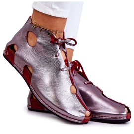 Botas Cuero Ligero Maciejka 03426-20 Plata-Rojo