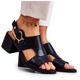 Sandalias Piel Tacón Alto La.Fi Negro Leratto
