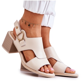 Sandalias Piel Tacón Alto La.Fi Beige Leratto