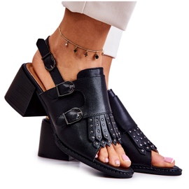 Sandalias Piel Tachuelas La.Fi Negro Casilla