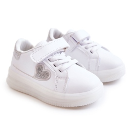 PA1 Deportivas Infantiles De Piel Con Velcros Blanco Baylene