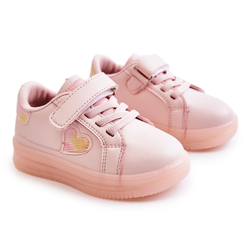 PA1 Deportivas Infantiles De Piel Con Velcros Rosa Baylene rosado