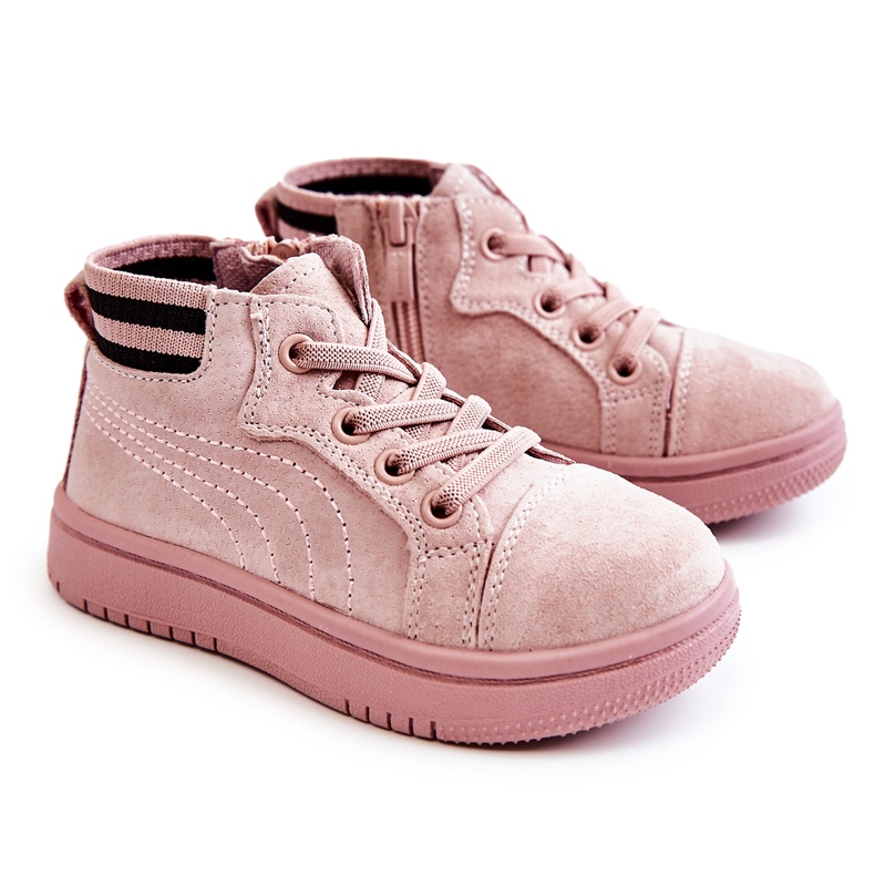 PA1 Zapatillas Infantiles Altas Con Cremallera Boone Rosa rosado