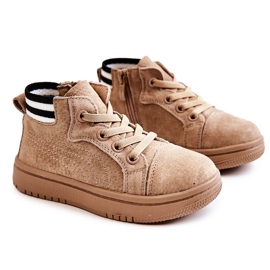 Deportivas Infantiles Altas Boone Beige Con Cremallera