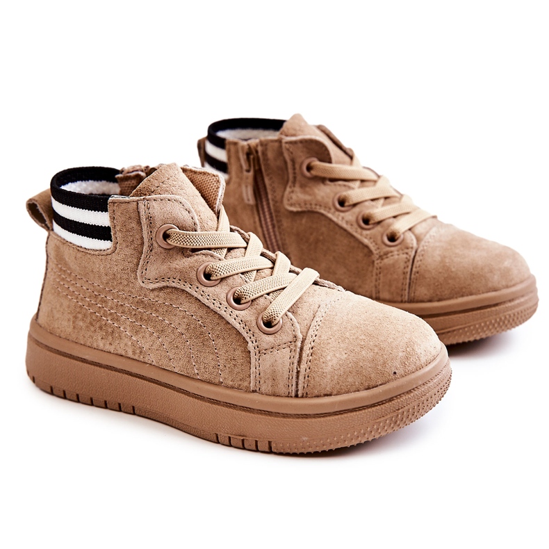 Deportivas Infantiles Altas Boone Beige Con Cremallera Deportivas Infantiles Altas Boone Beige Con Cremallera