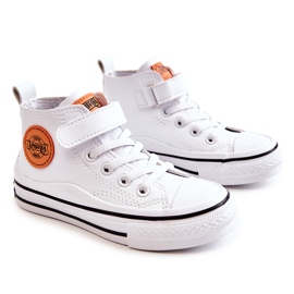 PA1 Deportivas Infantiles De Piel Con Velcro Blanco Bruni