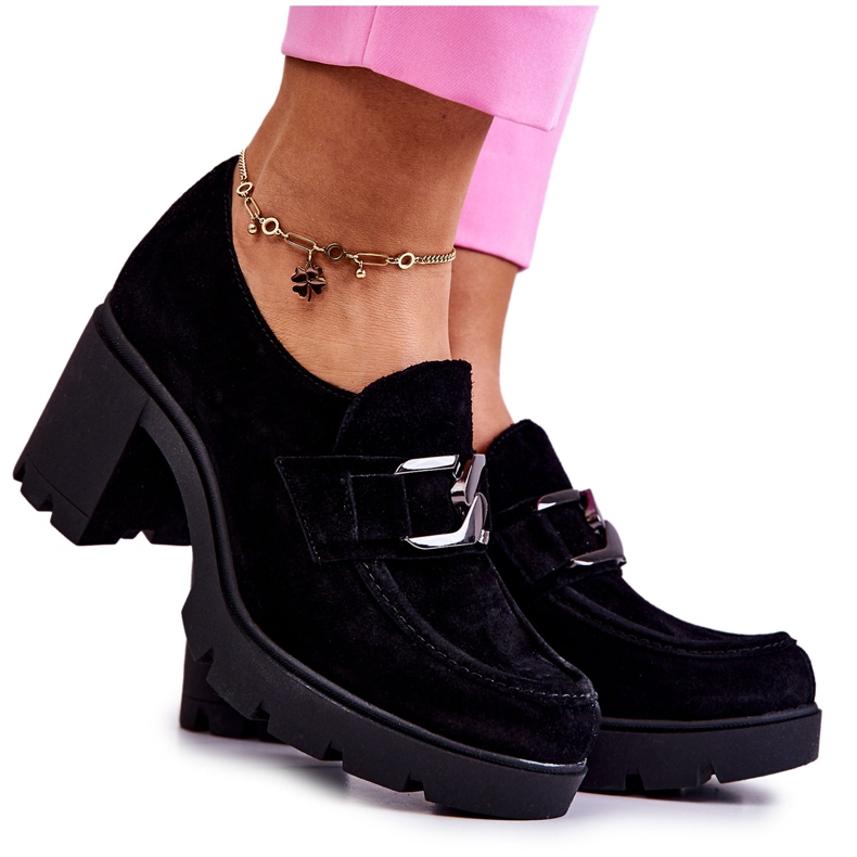 PL5 Elegantes zapatos sobre un pilar con una decoración Black Harmell oscuro negro