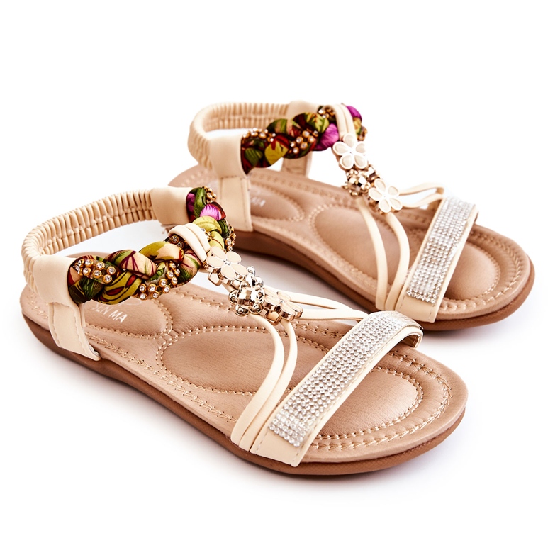 Sandalias Infantiles Sin Cordones Beige Sammi dorado