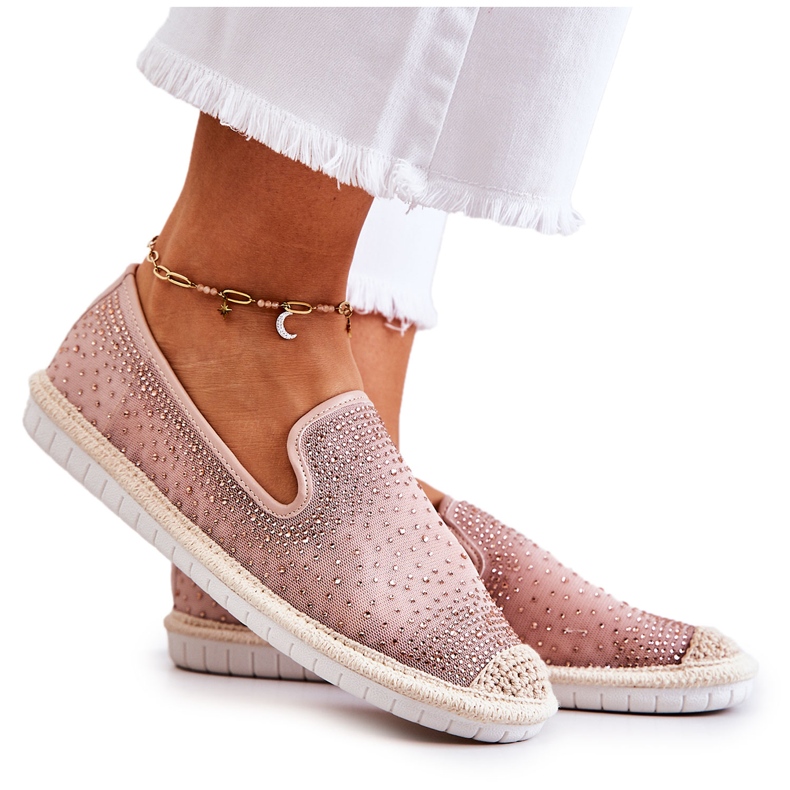 PG1 Alpargatas De Mujer De Textil Con Zirconia Cúbica Rosa Deimos rosado
