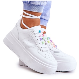 PS1 Zapatillas Deportivas De Mujer Con Cordones Blanco Manila