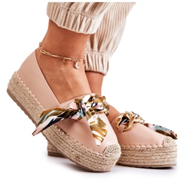 PS1 Alpargatas Mujer Piel Con Cadena Fantasía Beige rosado